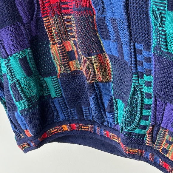 Tundra Canada Coogi Style Colorful Patchwork 3D Knit Cotton Sweater - Picture 4 of 16